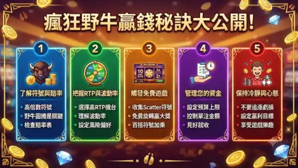 瘋狂野牛贏錢秘訣大公開！掌握這些技巧讓你成為老虎機高手